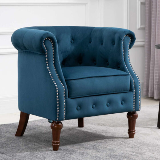 Freia Fabric Accent Chair In Blue