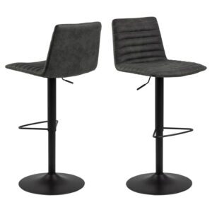 Kaprun Anthracite Fabric Bar Stools With Steel Base In Pair