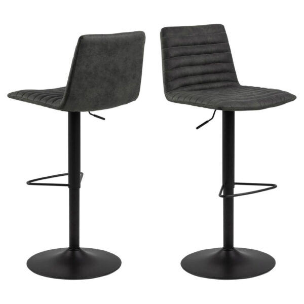 Kaprun Anthracite Fabric Bar Stools With Steel Base In Pair