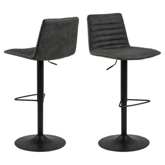 Kaprun Anthracite Fabric Bar Stools With Steel Base In Pair