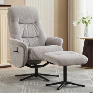 Nepean Fabric Recliner Chair With Stool In Cloud