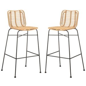 Ponoka Natural Rattan Stacking Bar Stools In Pair