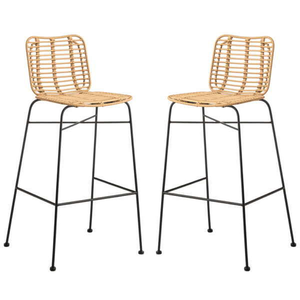 Ponoka Natural Rattan Stacking Bar Stools In Pair