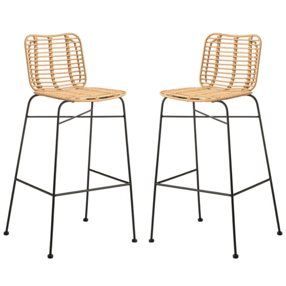 Ponoka Natural Rattan Stacking Bar Stools In Pair