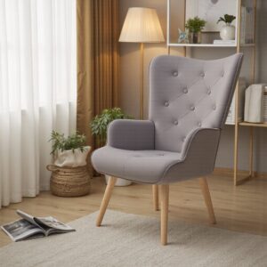 Retro Tufted Wingback Accent Chair Velvet Fabric